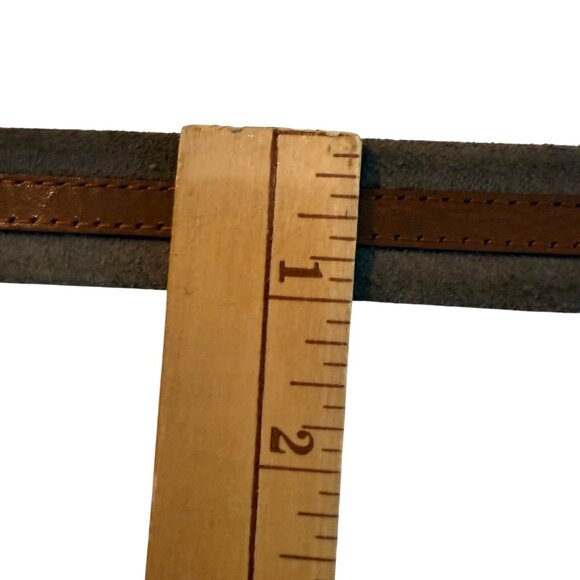 Vintage Dooney and Bourke Brown Leather & Suede Belt Brass Buckle 30 - Picture 3 of 6